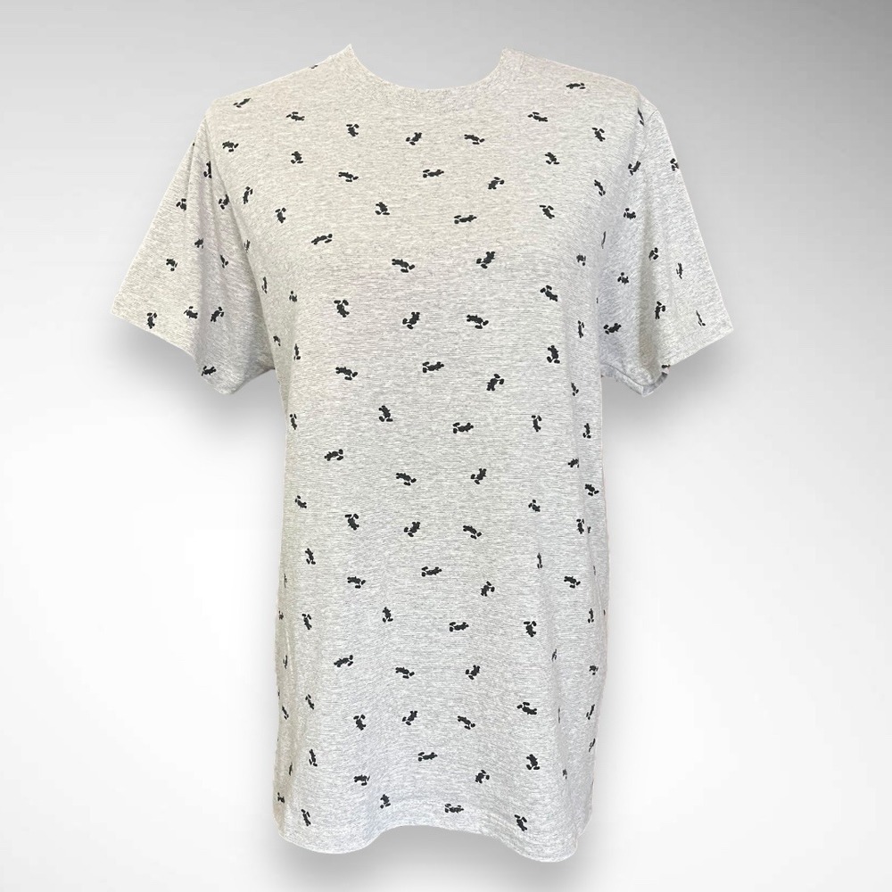 DISNEY Classic Men's Gray Mickey Mouse All Over Print Short Sleeve Shirt | EUC